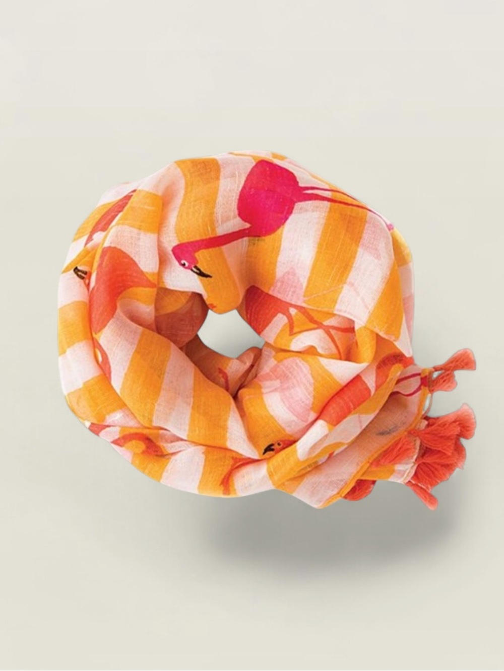 SPARTINA 449 Flamingo Stripe Tassel Linen blend Scarf